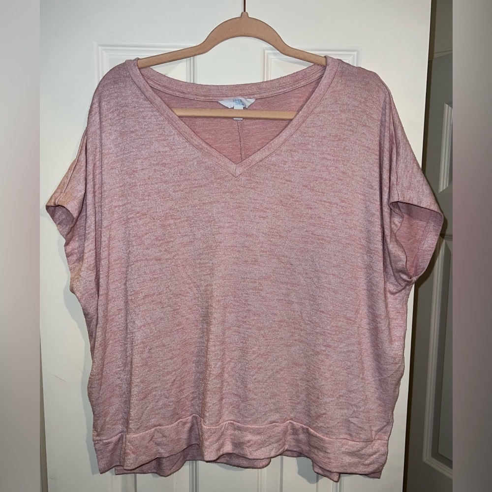 LIKE NEW! Time and Tru Pink Marble Blouse, Size: L (12-14)